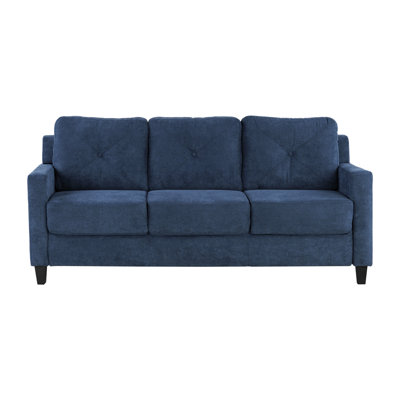 Navy Chenille 3 Seater Leather - Wooden Inner Structure, Upholstery With Look, Tight Back And Seat Cushions For A Stylish Appearance, Pocket Coil Construction Durability, D25 Foam Density Comfortable