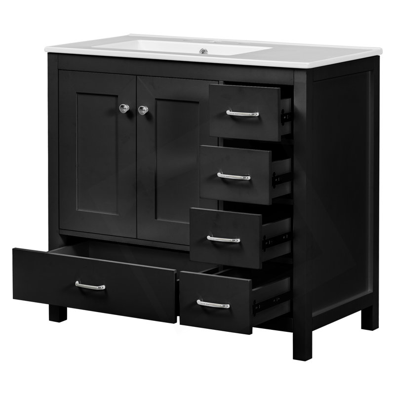 Meuble-lavabo 36 po avec lavabo en céramique et beaucoup de rangement