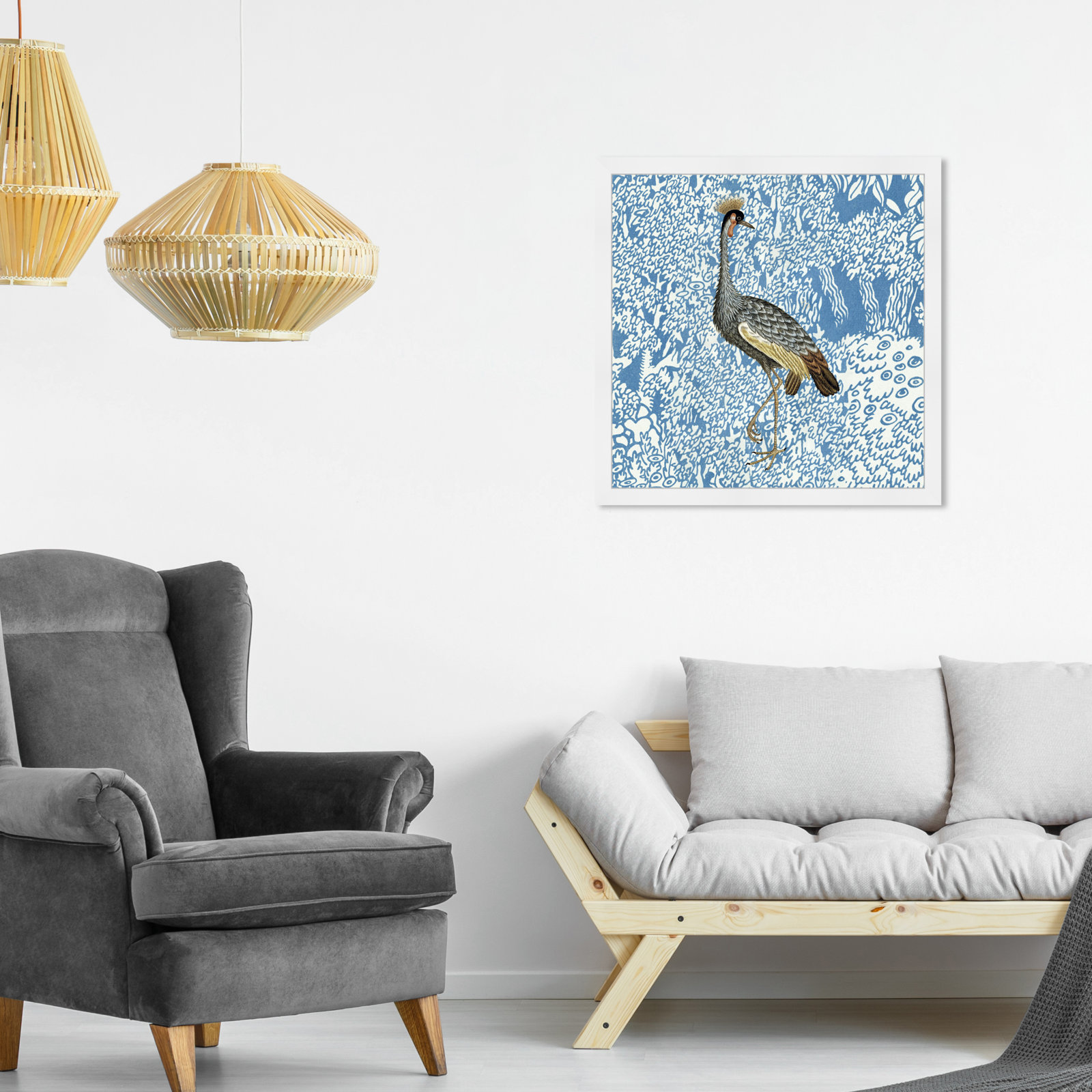 Bird Pose 2 by Oliver Gal, White, 22" H x 22" W x 0.5" D