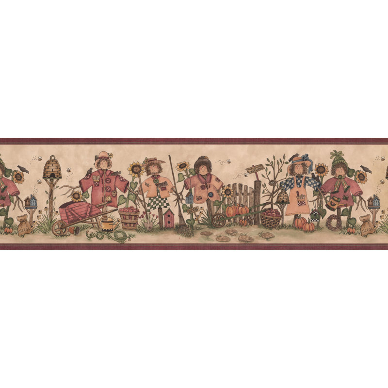 Bordure de papier peint L 7 pi x l 180 po Bradt Scarecrows in the Yard Country