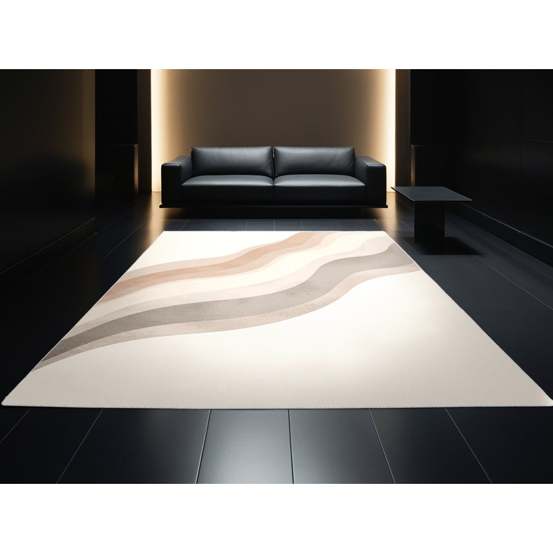 Tapis beige doux et moelleux Teterboro, Rond 6 pi