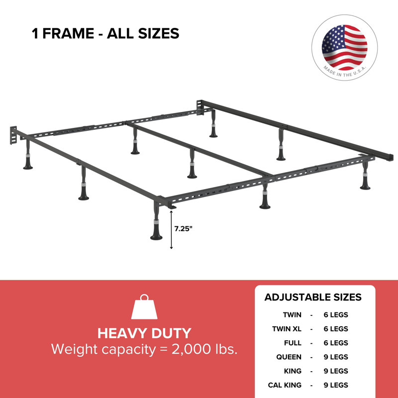 E3 Premium Bed Frame - Adjustable - 9 Leg with Center Support