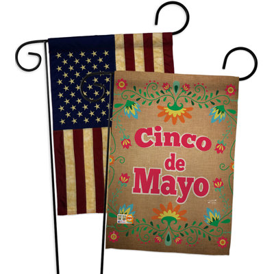 Double Sided 18.5 in. H x 13 in. W Polyester Cinco de Mayo Garden flag