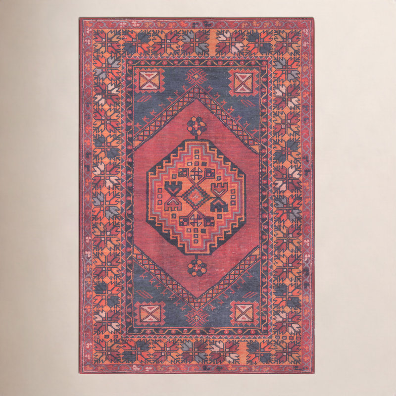 Tapis oriental rouge / bleu / orange Isthia, Rectangle 3 pi x 5 pi