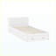 Lit plateforme moderne double avec bureau et rangements intégrés, tête de lit large, tiroirs au pied du lit, étagères latérales, lit blanc pour enfants et adolescents