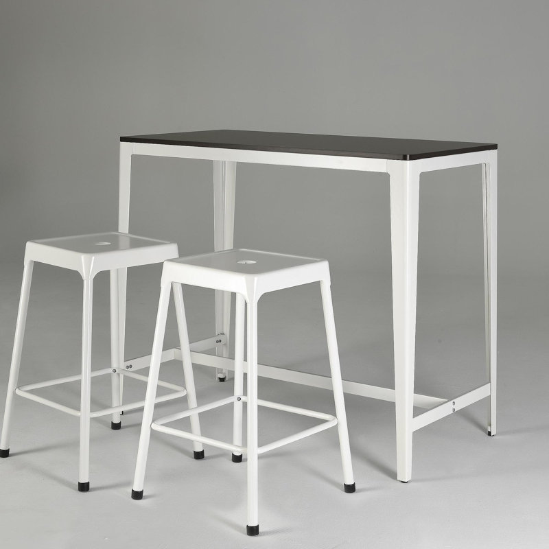 Tabouret de comptoir en métal thermolaqué blanc, ensemble de 2