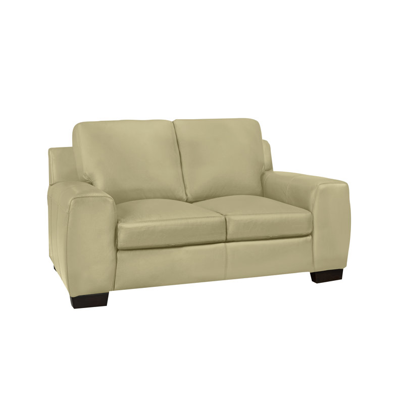 Causeuse Lynsey, Cuir gris argenté, 36" H x 64" W x 37" D
