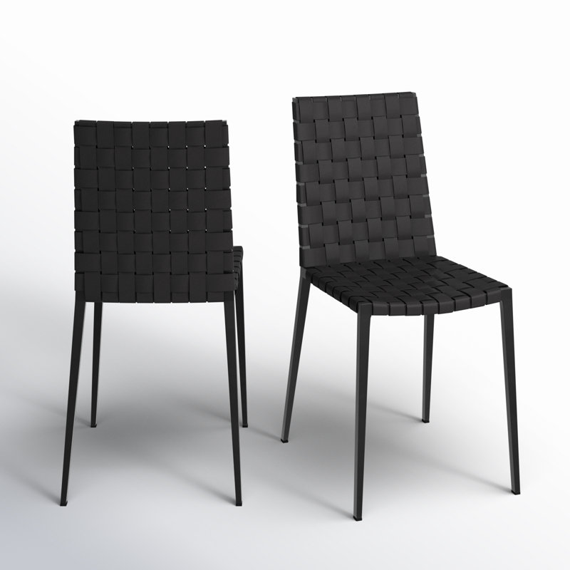 Chaise d'appoint rembourrée en cuir Brett, Noir, Noir