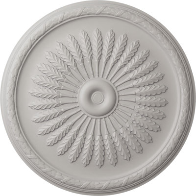 Endurathane Juniper Ceiling Medallion, 36"OD x 1 1/2"P (Fits Canopies up to 7"), Hand-Painted Ultra Pure White Finish