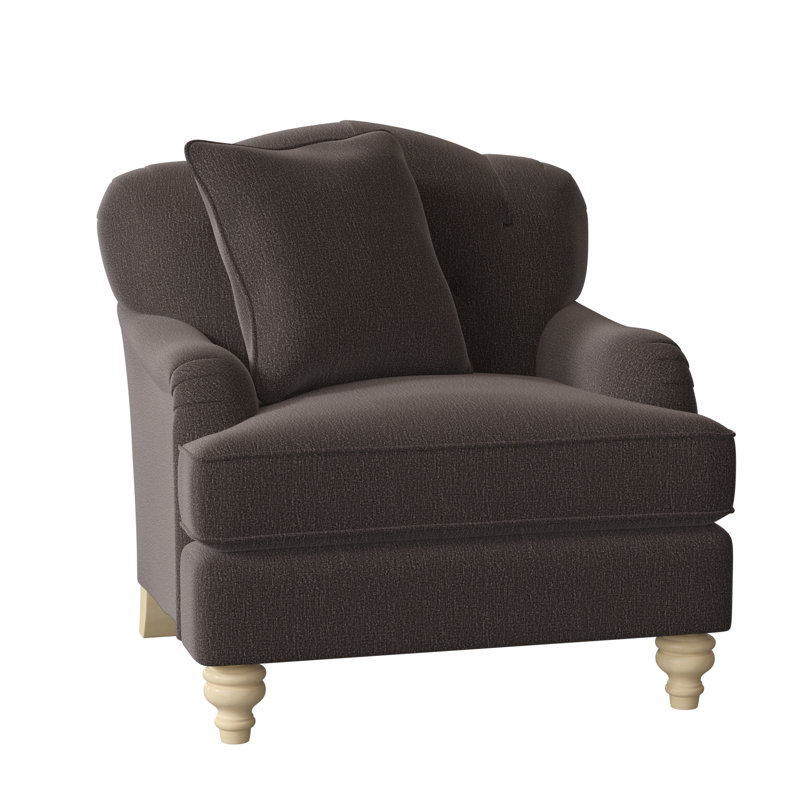 Fauteuil large capitonné 38 po Sullivan, Chenille performance gris foncé Craftwood 45, Pécan, Non