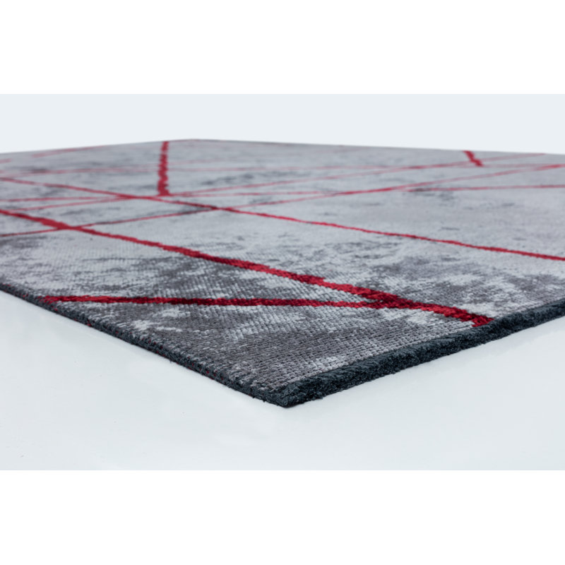 Rapture Gray/Red Abstract Luxury Area Rug, Rectangle 7'10" x 11'2"