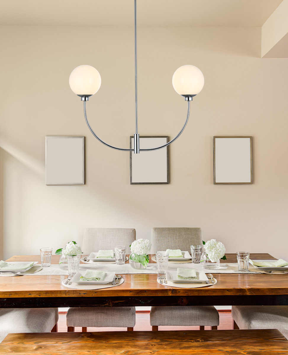 Kyle 2 - Light Metal Chandelier, 19" H x 30" W x 7" D, Chrome