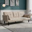 Canapé-lit 70 po en lin et coton convertible avec porte-gobelets et poches de rangement latérales, beige-7928605