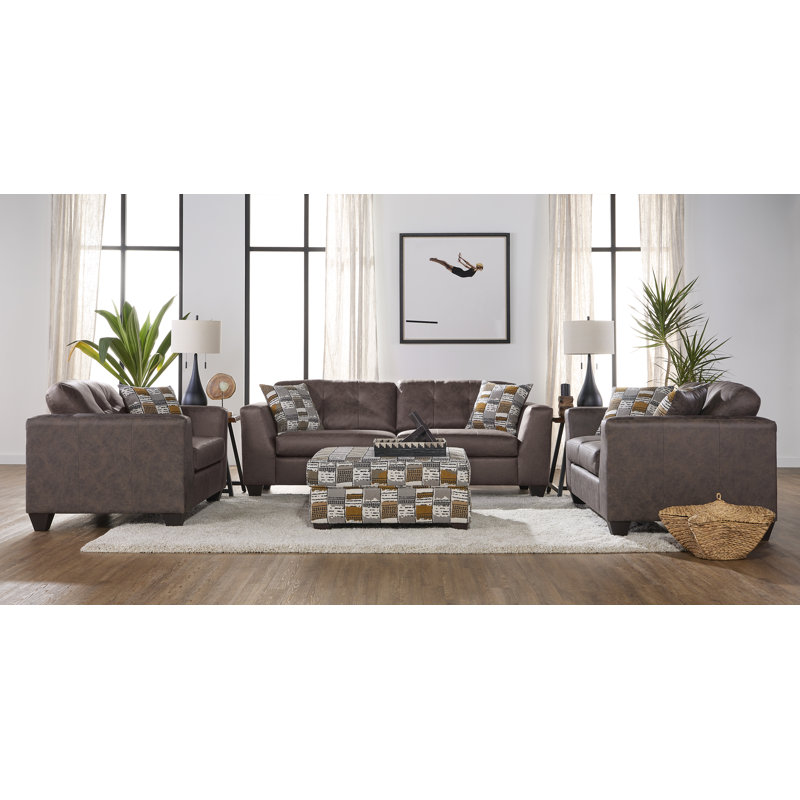 Causeuse 68 "avec coussins réversibles et coussins de luge 68", Peau de daim Mylo
