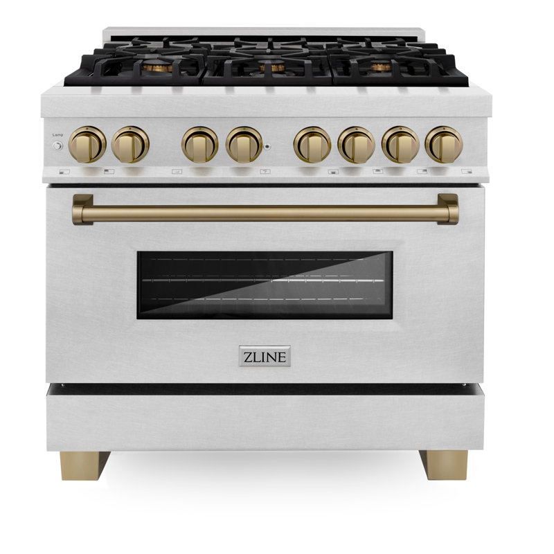 ZLINE Autograph 36" Legacy Dual Fuel Range, Champagne Bronze Satin Stainless Steel