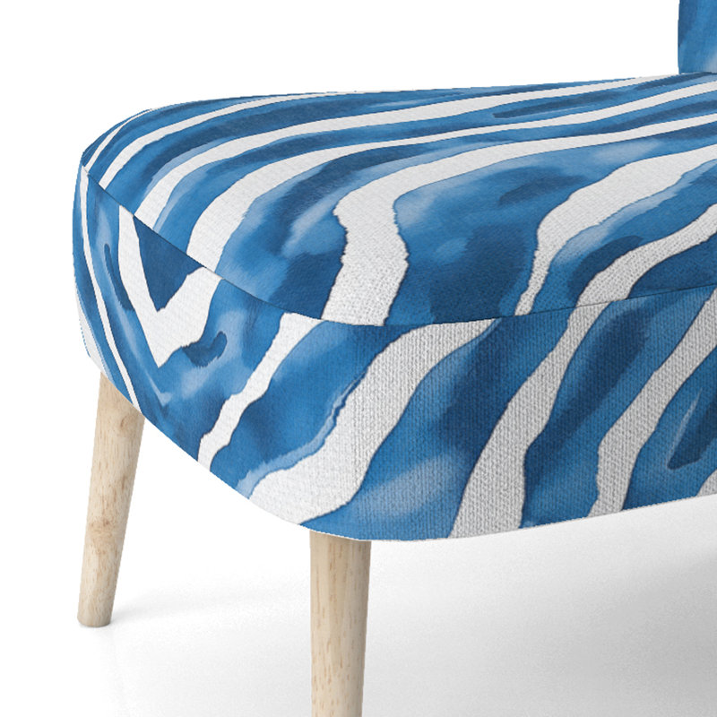 Chaise d'appoint rembourrée Zebra, Bleu marine/blanc