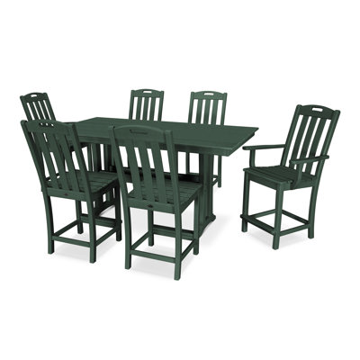 Yacht Club 7-Piece Farmhouse Trestle Counter Set