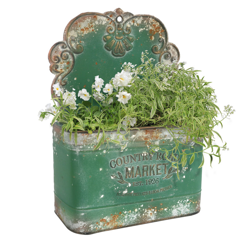 Handmade Metal Wall Planter, Green