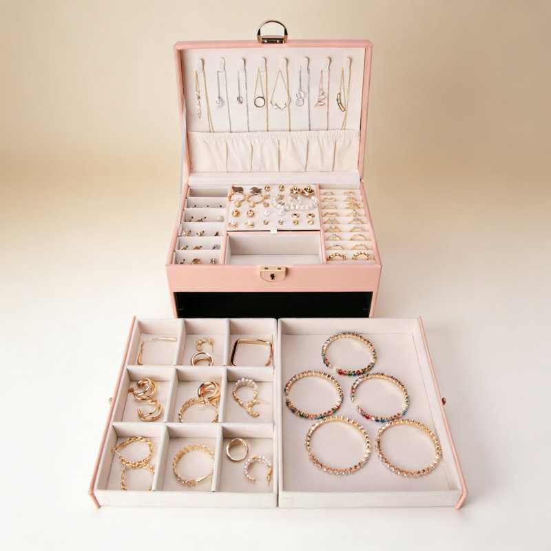 Leather, Fabric Jewellery Box +