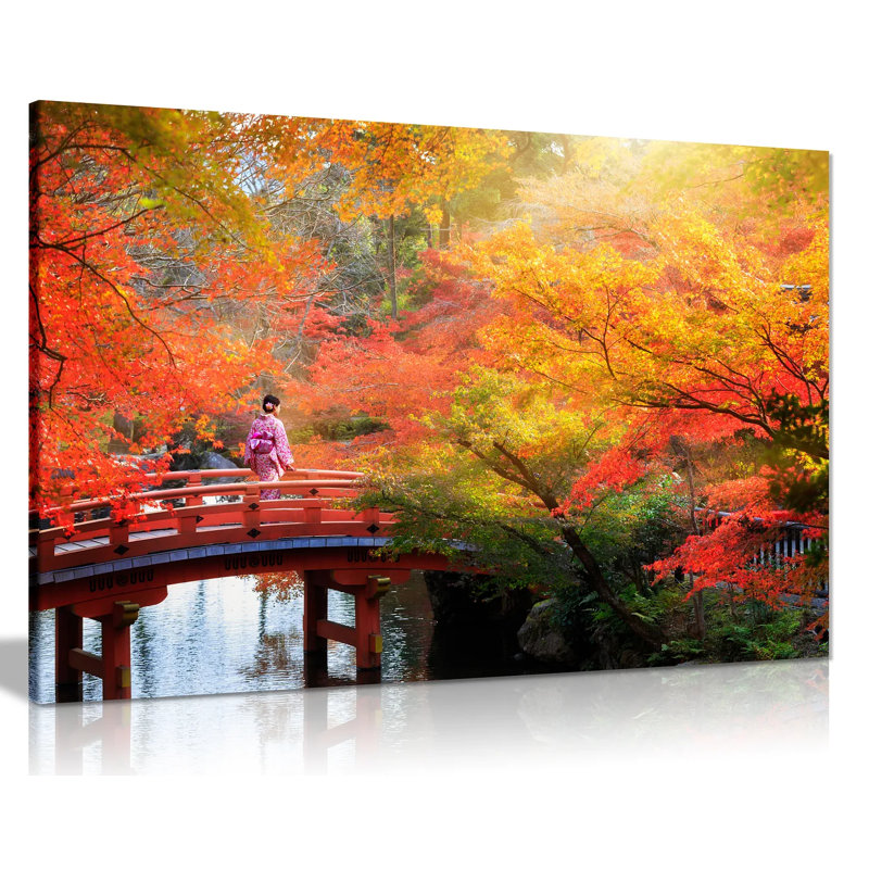 Japanese Autumn Leaves Trees - Wrapped Canvas Print, 41cm H x 61cm W