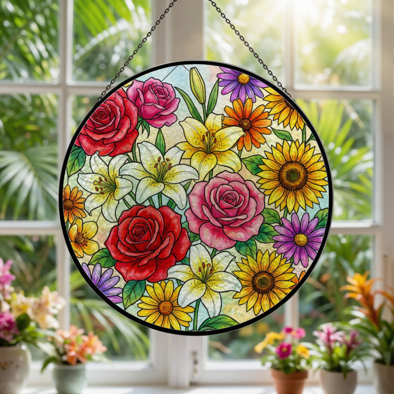Panneau de vitrail de jardin 12 "H 12", H 12 po x l 12 po