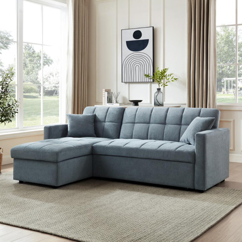 Harriet 3 Seater Sofa Bed, Blue Linen