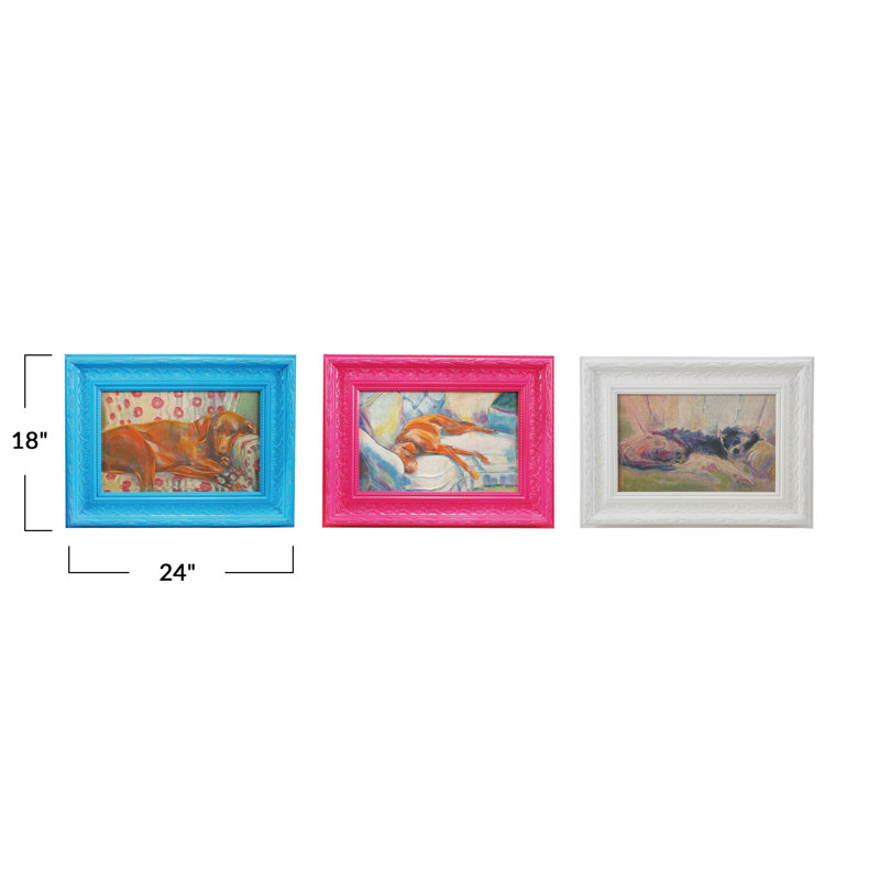3-Piece Sleeping Dog Framed Wall Art