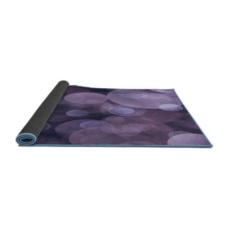 Tapis géométrique mauve en laine, Rond 4 pi
