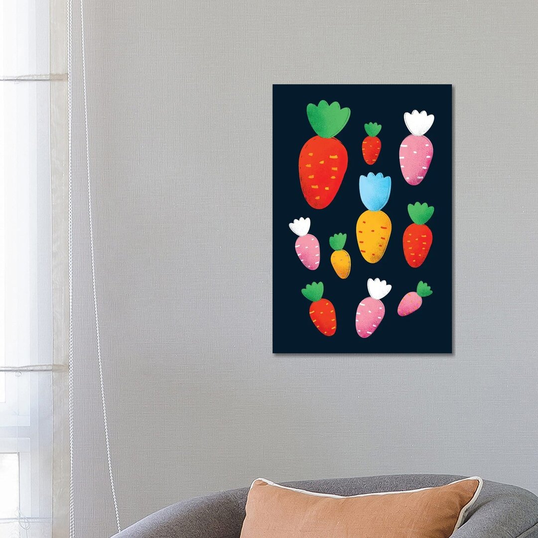 Colorful Carrots von Show Me Mars - Galerie-verpackte Leinwand Giclée