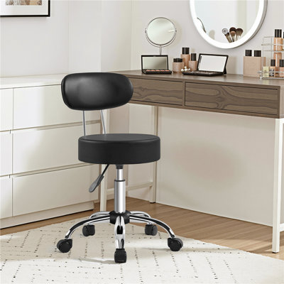 Backed Adjustable Height Ergonomic Industrial Stool with Removable Casters/Wheels