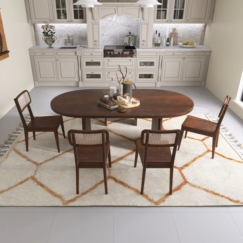 Ensemble de table de salle à manger 71 pièces 71 "avec banc et chaises de cuisine ovales pour 6 personnes 71", Brun