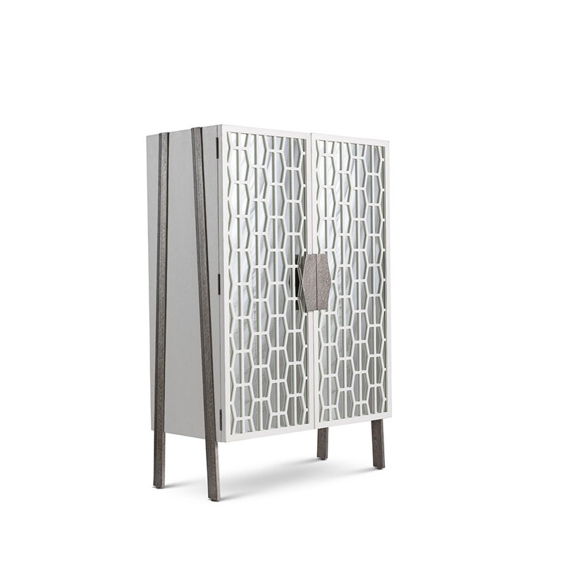 Cambridge Accent Cabinet, White Smooth Gesso, Gray