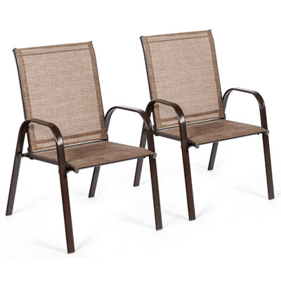 2 chaises de patio pour l'extérieur avec accoudoirs - gris