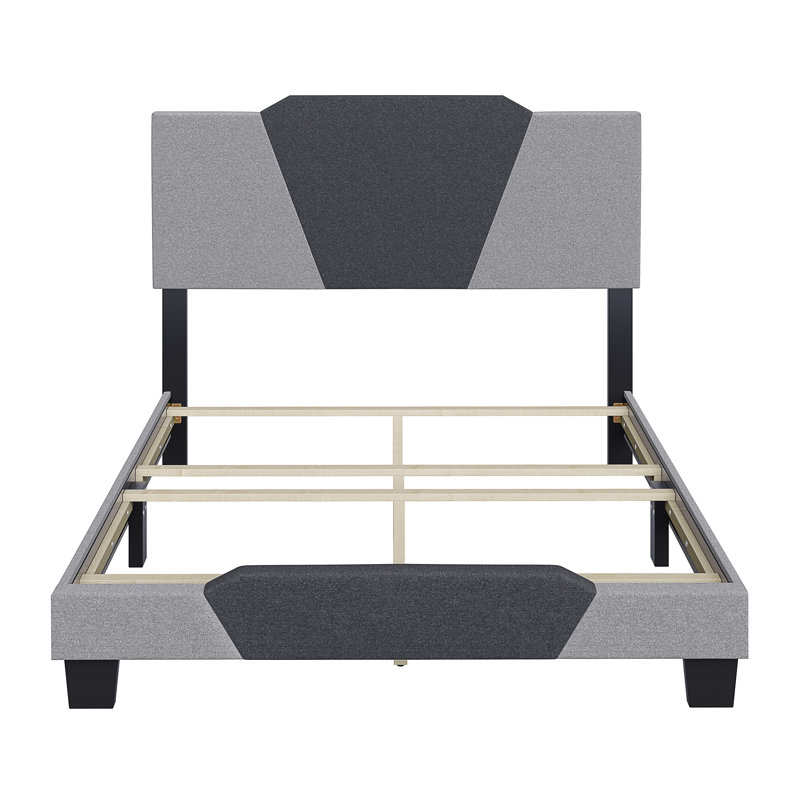 Tuscany Full-Size Linen Upholstered Bed with Diamond-Shaped Headboard