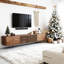 Roanoke 94.48 Inch Extra Long TV Stand for 100 Inch TV Slatted Media Console Entertainment Centre with Storage Walnut