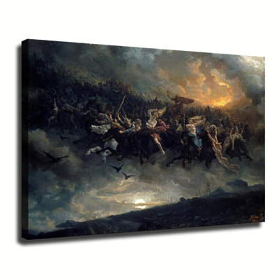 The Wild Hunt of Odinr Canvas Wall Art Framed Ready to Hang Living Room Bedroom Home Decor