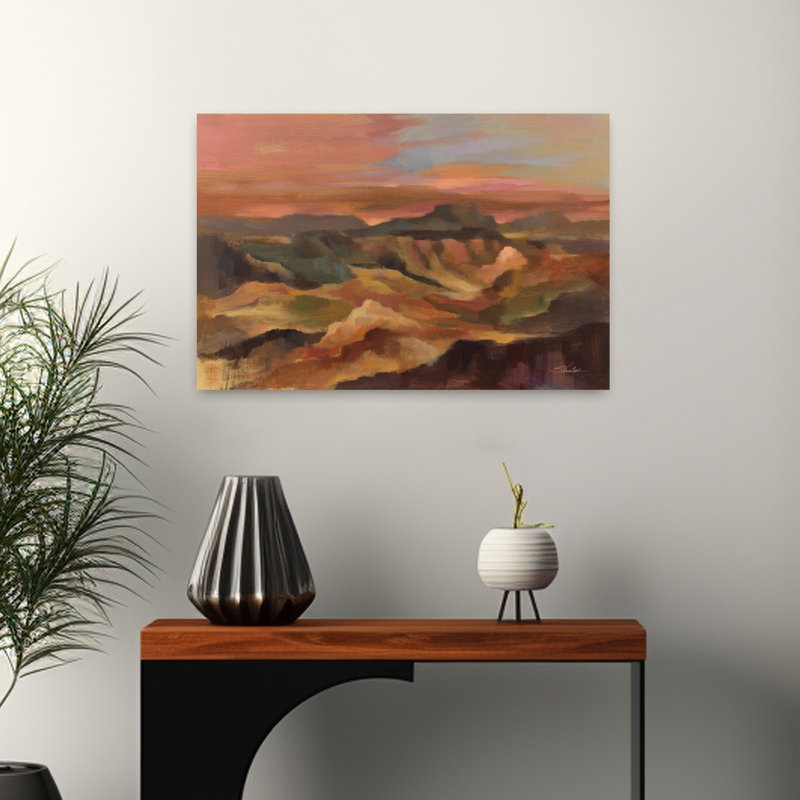 Affiche murale abstraite contemporaine représentant un paysage naturel de crête désertique, H 16 po x l 24 po