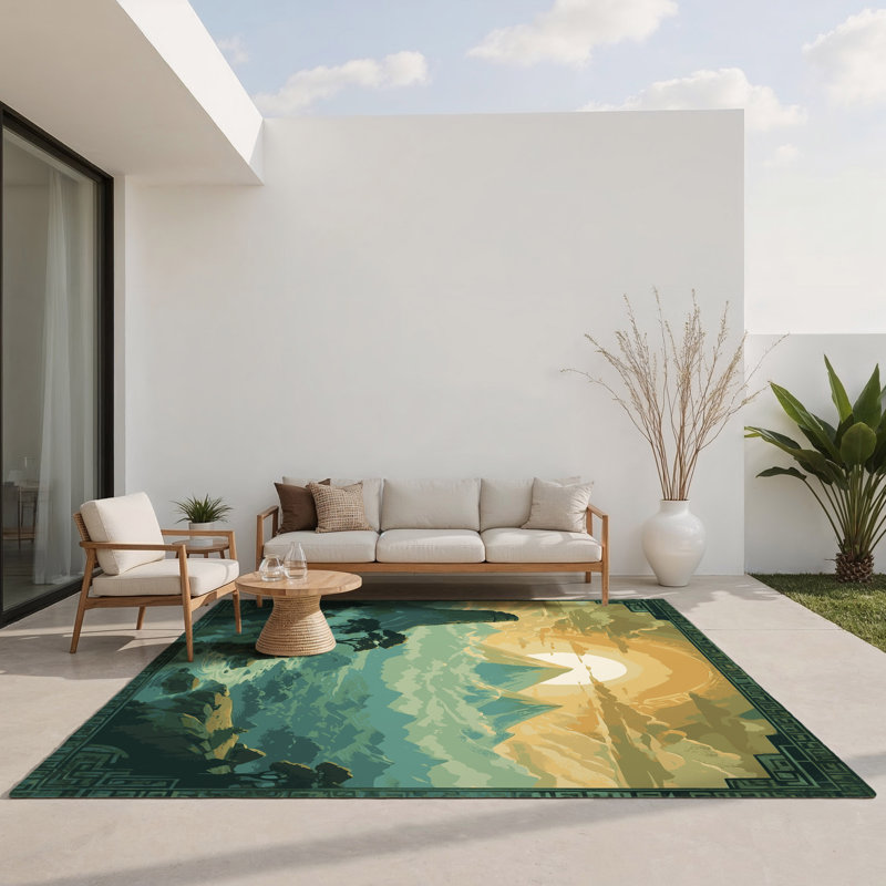 Celestial Pathway Indoor And Outdoor Area Rug, Rectangle 5' x 7'