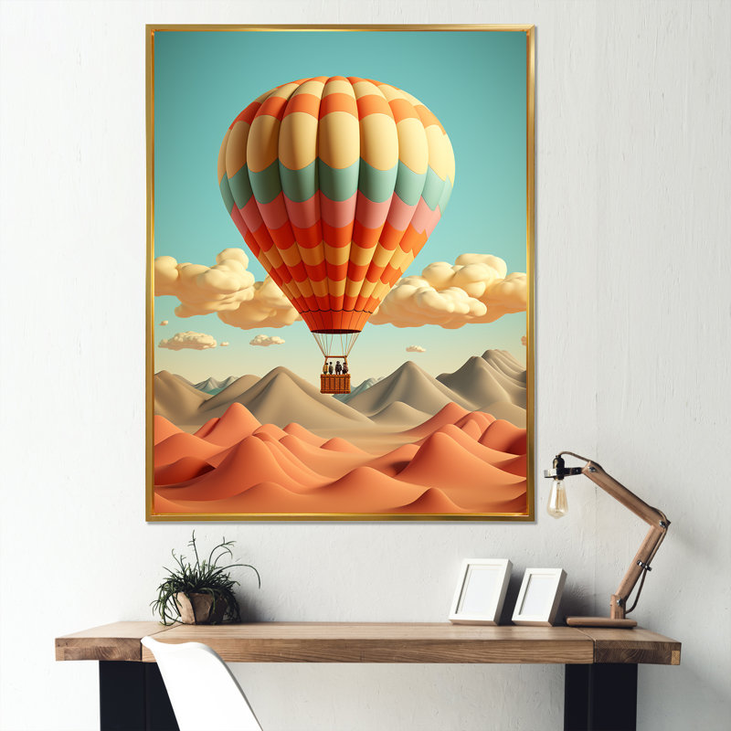 Voyage en montgolfière dans le ciel Harmony I, H 44 po x l 34 po x P 1,5 po, Cadre flottant doré