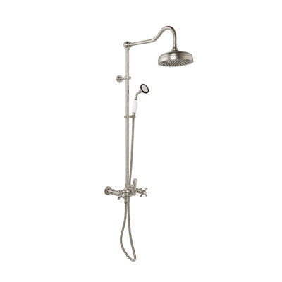 Exposed  Shower System 48" Wall Mounted with Shower Head and Handshower and Lever/Cross Handles