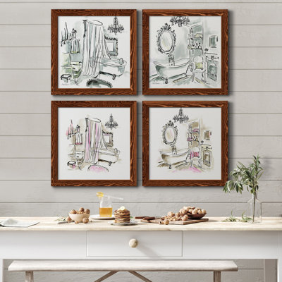 " Opulent Bath I " 4 - Pieces Painting Print