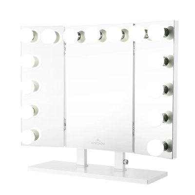 Miroir de coiffeuse Trifecta Plus avec 15 ampoules sphériques à DEL, miroir de maquillage Portrait avec gradateur à bouton