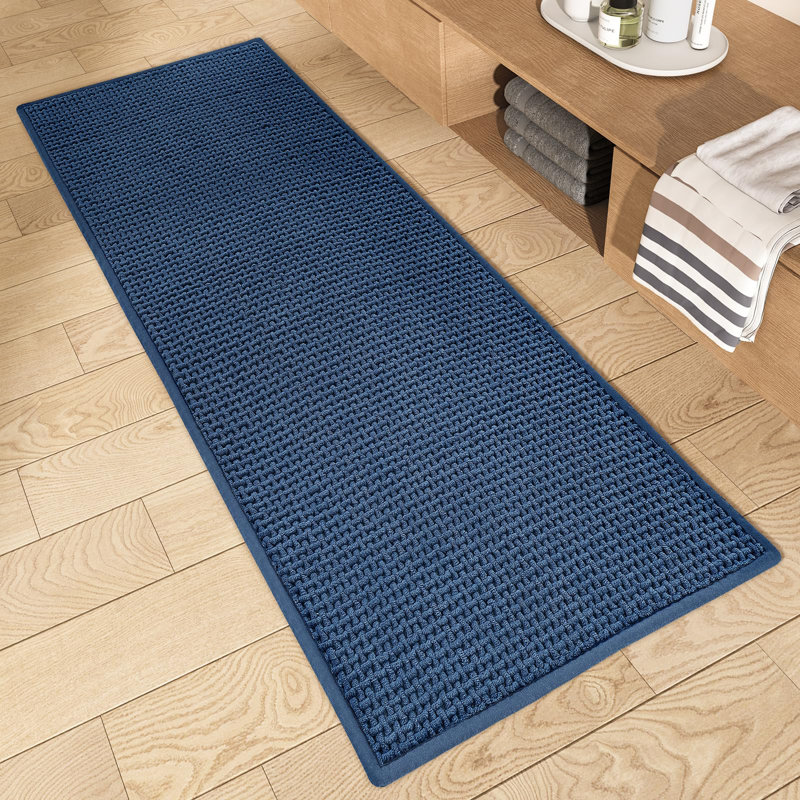Idalee Bath Rug with Non-Slip Backing, Blue, 24''W x 36''L