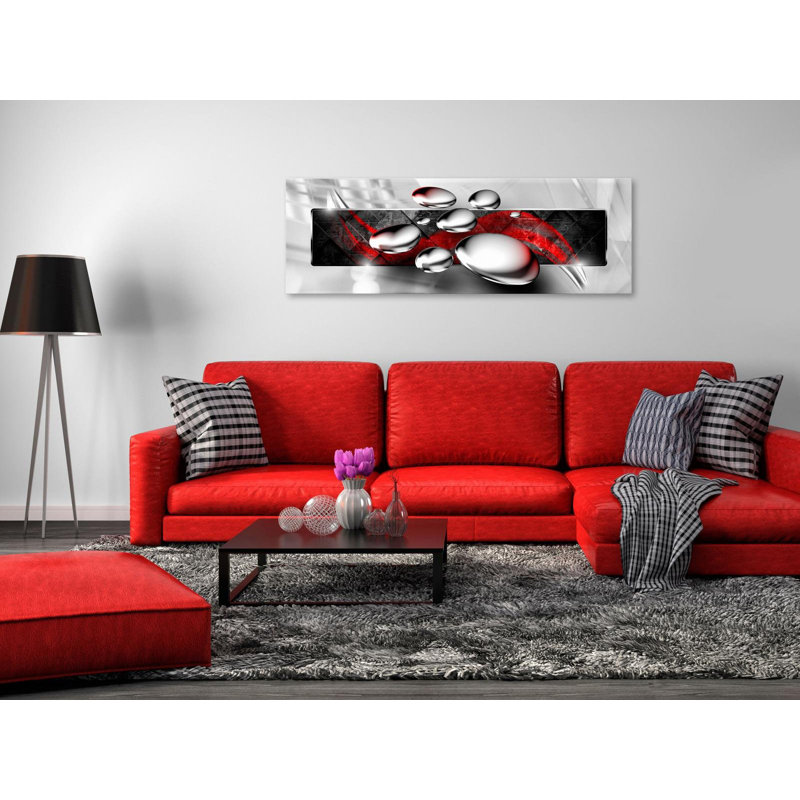 Pierres brillantes rouge étroit sur toile, H 20 po x l 59 po x P 0,7 po