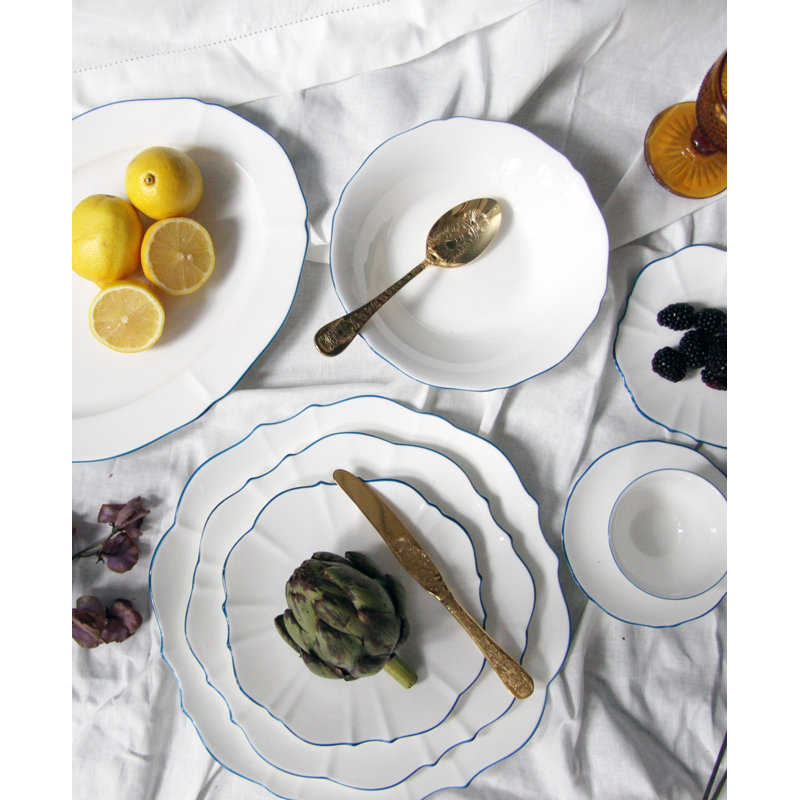 Amelie Bone China Scalloped Charger, Royal Blue