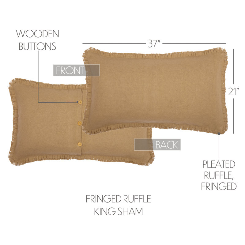 Burlap Natural Cotton Sham Set, King, Natural