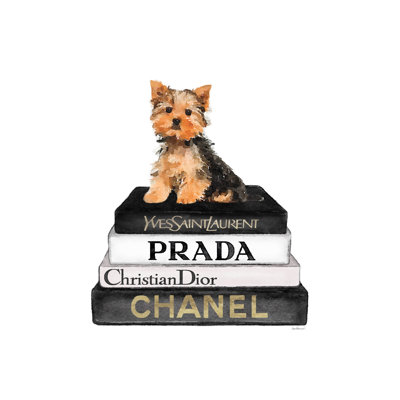 Bookstack Yorkie II 1 Piece Wrapped Canvas Wall Art