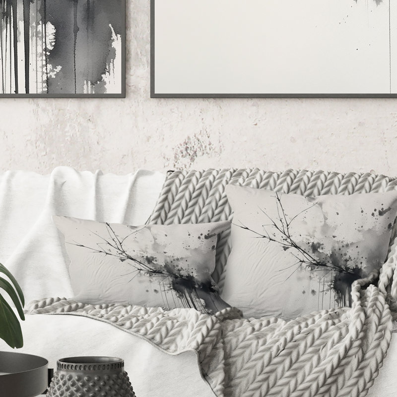 Black And White Pure Serenity I - Abstract Minimalism Printed Throw Pillow