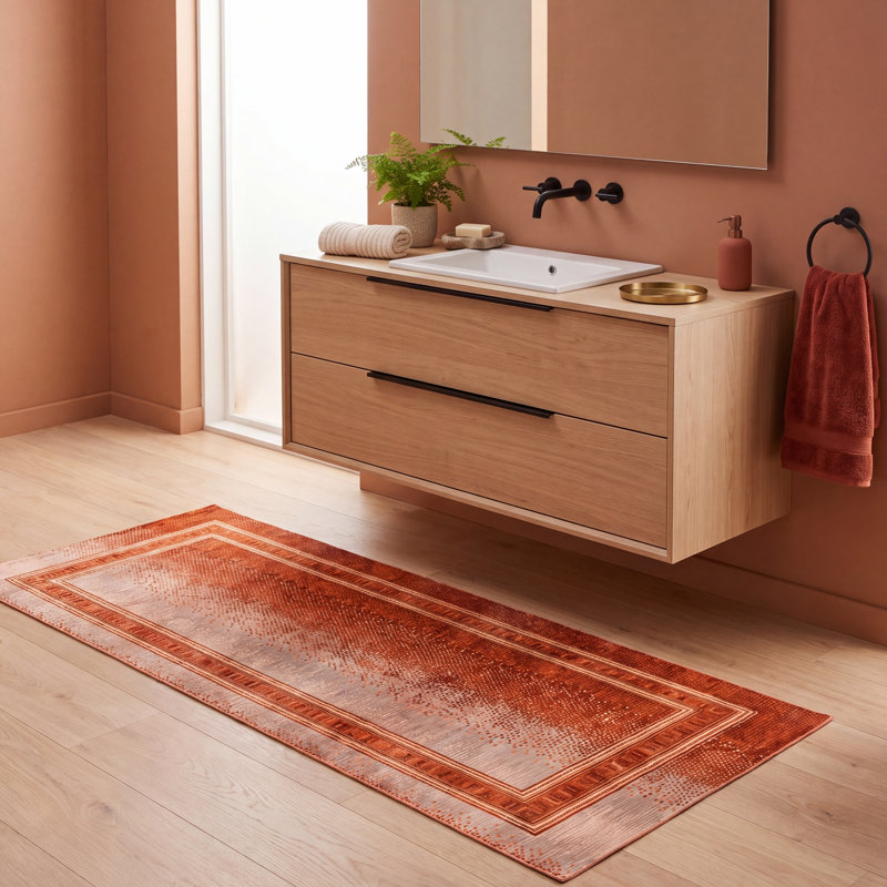Tapis Sardis moderne à motifs mosaïques abstraites, orange, rouge et crème, lavable à la machine, antidérapant, à poils courts, pour l'intérieur et l'extérieur, adapté aux animaux domestiques, idéal pour le salon, la chambre, la salle à manger, l'entrée, le couloir ou le bureau.