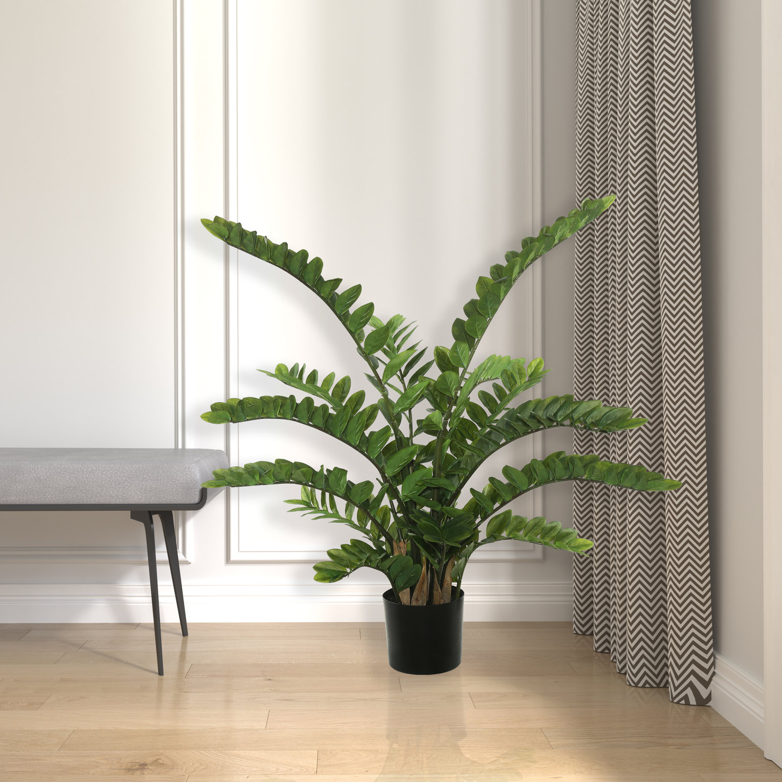 Zen Faux ZZ Plant in Pot, 52" H x 30" W x 30" D